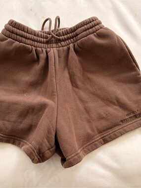 White Fox Fleece Drawstring Shorts — Brown